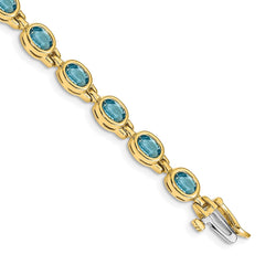 14k Complete Oval Swiss Blue Topaz Bezel-set 7 inch Bracelet