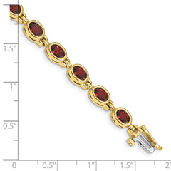 14k Complete Oval Garnet Bezel-set 7 inch Bracelet