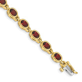 14k Complete Oval Garnet Bezel-set 7 inch Bracelet