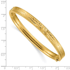 14k 4/16 Diamond-cut Concave 6.00mm Hinged Oval Bangle Bracelet
