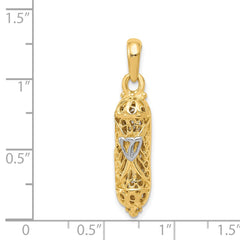 14K w/ White Rhodium Mezuzah W/Shin Charm - 2