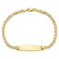14k Polished Solid Chain/Solid Plate Anchor Link Soft Diamond Shape 24.5x7.5mm Plate 7 inch ID Bracelet - 2