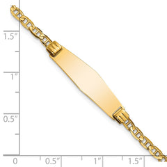 14k Polished Solid Chain/Solid Plate Anchor Link Soft Diamond Shape 24.5x7.5mm Plate 7 inch ID Bracelet - 2