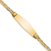 14k Polished Solid Chain/Solid Plate Anchor Link Soft Diamond Shape 24.5x7.5mm Plate 7 inch ID Bracelet - 2