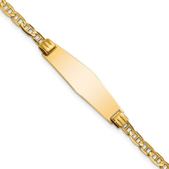 14k Polished Solid Chain/Solid Plate Anchor Link Soft Diamond Shape 24.5x7.5mm Plate 7 inch ID Bracelet - 2