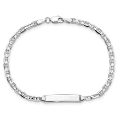 14k White Gold Polished Solid Chain/Solid Plate Anchor Link 19.5x5mm Plate 7 inch ID Bracelet