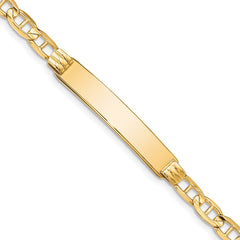 14k Polished Solid Chain/Solid Plate Anchor Link 34x7mm Plate 7 inch ID Bracelet