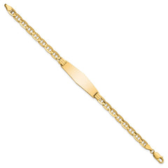 14k Polished Solid Chain/Solid Plate Anchor Link Soft Diamond Shape 33x9.8mm Plate 8 inch ID Bracelet