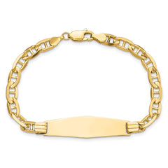 14k Polished Solid Chain/Solid Plate Anchor Link Soft Diamond Shape 33x9.8mm Plate 8 inch ID Bracelet