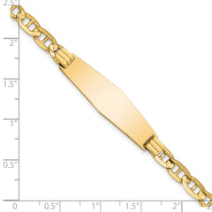 14k Polished Solid Chain/Solid Plate Anchor Link Soft Diamond Shape 33x9.8mm Plate 7 inch ID Bracelet - 2