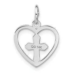 14k White Gold Cross in Heart Charm - 2