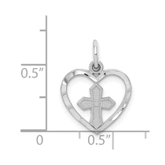 14k White Gold Cross in Heart Charm - 2