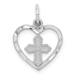 14k White Gold Cross in Heart Charm - 2