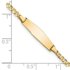 14k Polished Solid Chain/Solid Plate Curb Link Soft Diamond Shape 19.5x5.5mm Plate 6 inch Baby/Child ID Bracelet