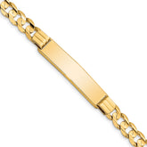 14k Polished Solid Chain/Solid Plate Curb Link 37x8mm Plate 8 inch ID Bracelet
