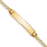 14k Polished Solid Chain/Solid Plate Curb Link 25x5mm Plate 7 inch ID Bracelet