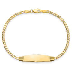 14k Polished Solid Chain/Solid Plate Curb Link Soft Diamond Shape 24.5x7.8mm Plate 7 inch ID Bracelet