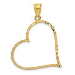 14K Satin Diamond-cut Crooked Heart Pendant - 2