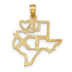 14k Solid Texas State Pendant