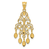 14k Polished Diamond-cut Chandelier Pendant