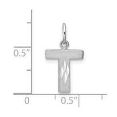 14KW Satin Diamond-cut Letter T Initial Charm