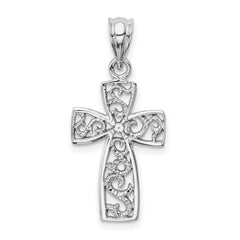 14k White Gold Filigree Cross Pendant - 2
