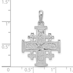 14k White Gold Jerusalem Cross Pendant - 2