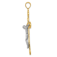 14k Two-tone INRI Crucifix Pendant - 10