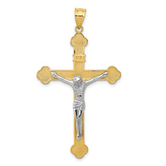 14k Two-tone INRI Crucifix Pendant - 10