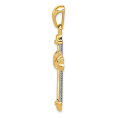 14k Two-tone Cross Pendant - 5