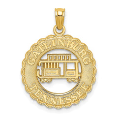 14k GATLINBURG TENNESSEE w/Trolley Car in Circle Charm
