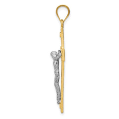 14k Two-tone INRI Crucifix Pendant - 7