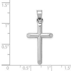 14k White Gold Hollow Cross Pendant - 11