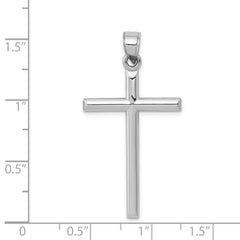 14k White Gold Hollow Cross Pendant - 12