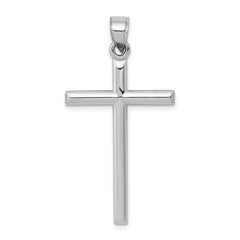 14k White Gold Hollow Cross Pendant - 12