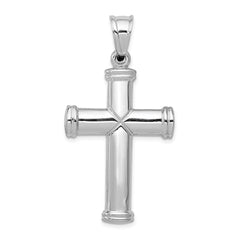 14k White Gold Hollow Cross Pendant - 4