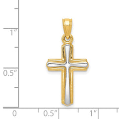 14k w/Rhodium Cross Pendant - 2