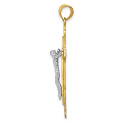 14k Two-tone Crucifix Pendant - 15