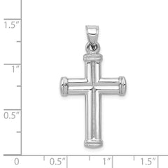 14k White Gold Hollow Cross Pendant - 5