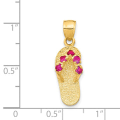 14k 3D January/CZ Birthstone Flip Flop Pendant