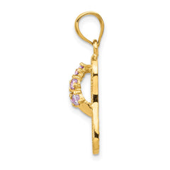 14k 3D February/CZ Birthstone Flip Flop Pendant