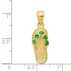 14k 3D May/CZ Birthstone Flip Flop Pendant