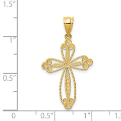 14K Budded Cross Pendant - 2