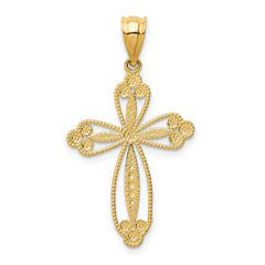 14K Budded Cross Pendant - 2