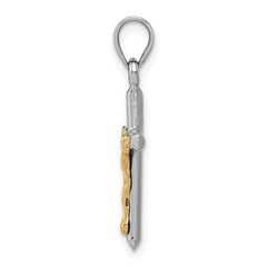 14k Two-tone Hollow Crucifix Charm - 2