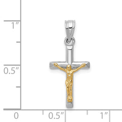 14k Two-tone Hollow Crucifix Charm - 2