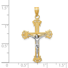 14K Two-tone Diamond-cut Crucifix Pendant - 4