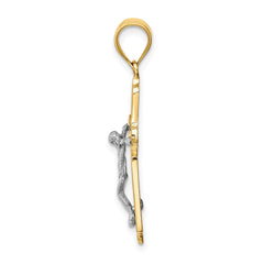 14K Two-tone Crucifix Pendant - 3