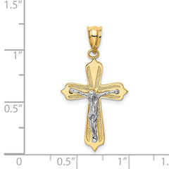 14K Two-tone Crucifix Pendant - 3