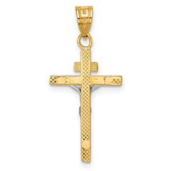 14K Two-tone INRI Crucifix Pendant - 4